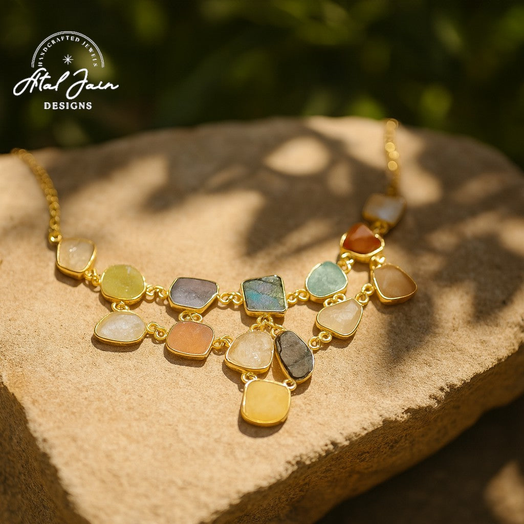Ethereal Symphony: Vibrant Stone Necklace