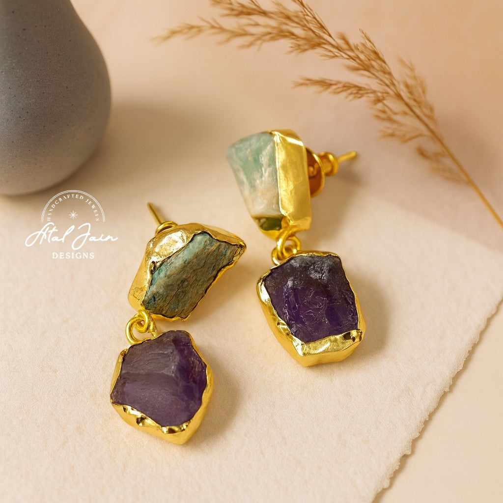 Twin Stone Elegance Earrings