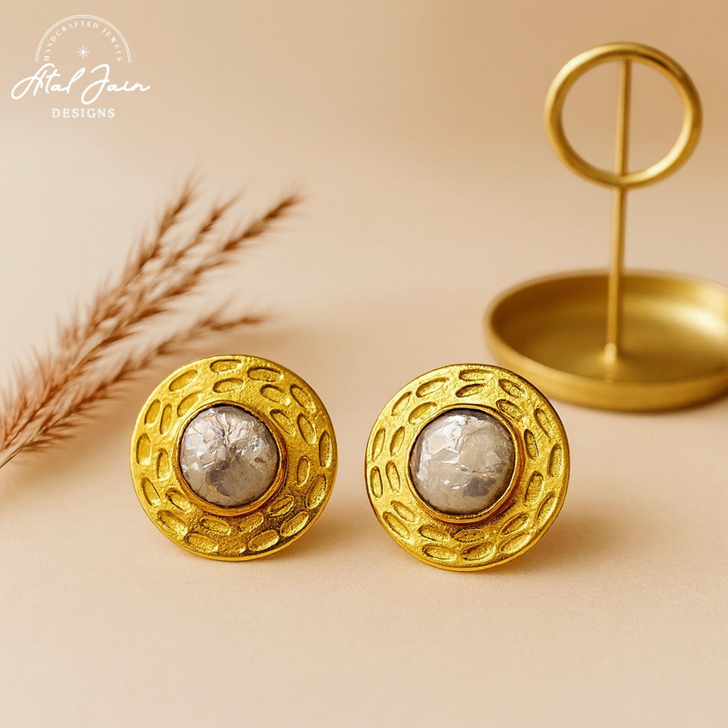 Luxe Leaf: Golden Pearl Earrings