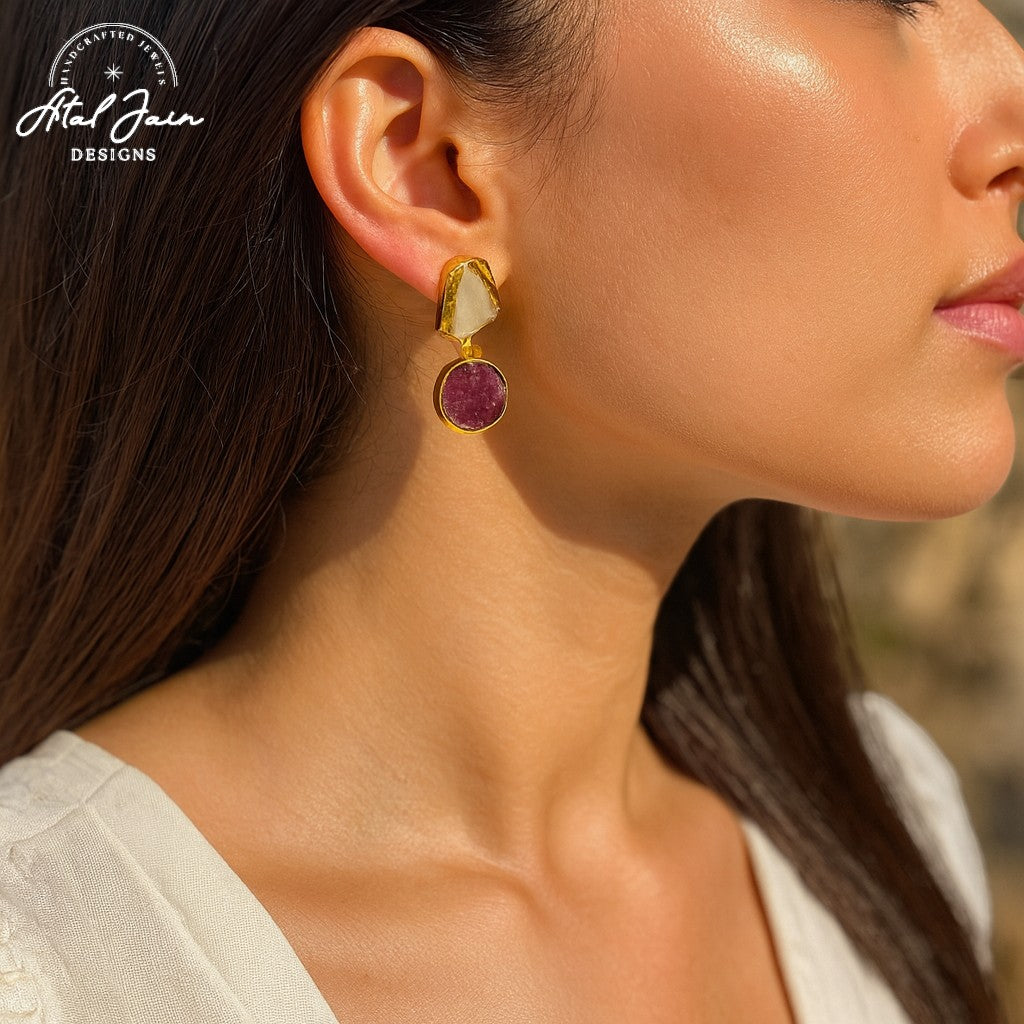 Twin Stone Elegance Earrings