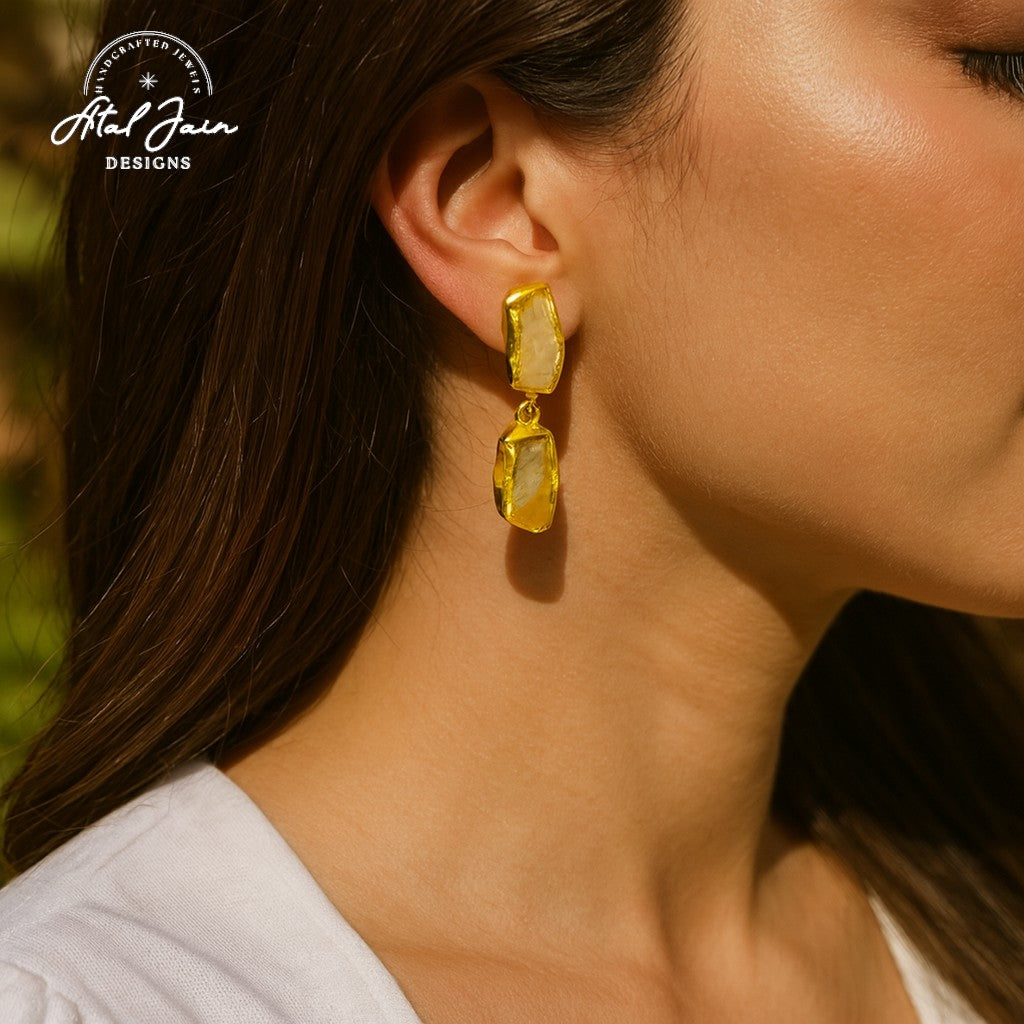 Twin Stone Elegance Earrings