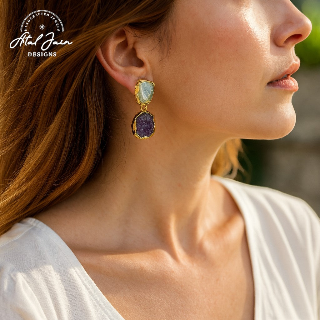 Twin Stone Elegance Earrings