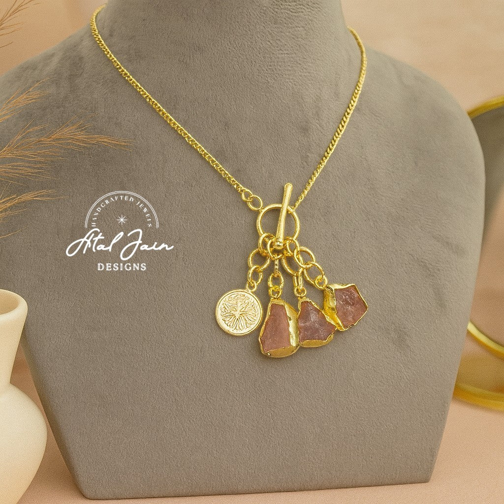 Opulent Coin & Stone Cluster Pendant with Chain