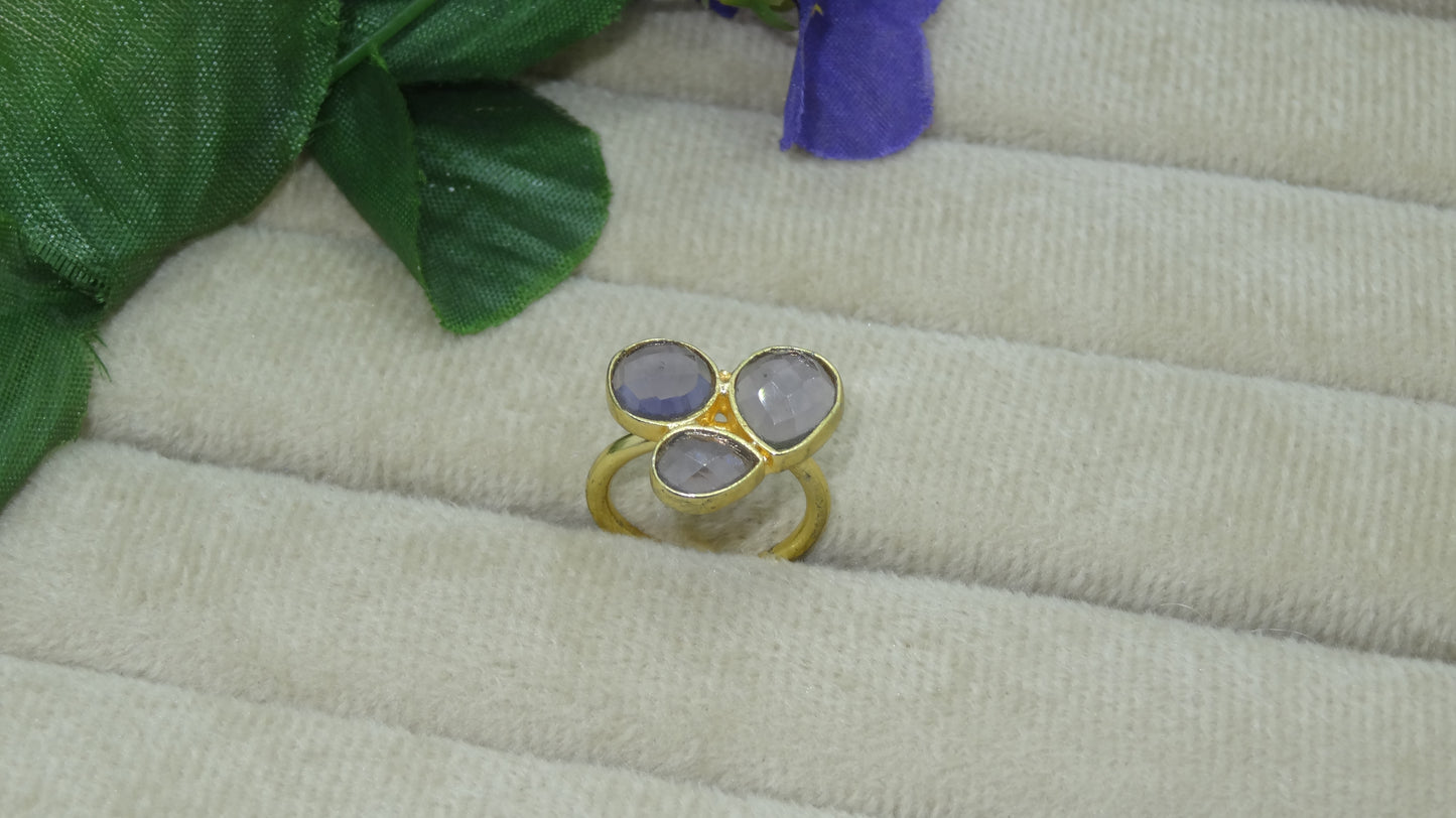 Amethyst Aura Gold Band