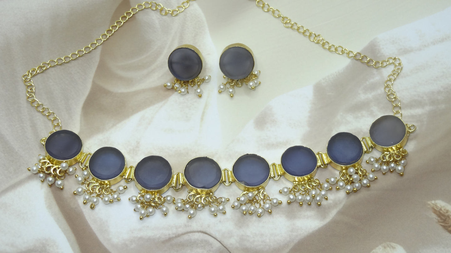 Azure Elegance Choker and Earring Set