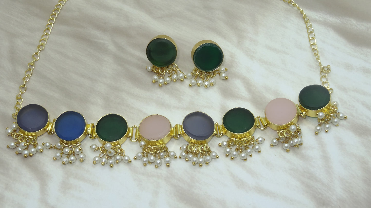 Azure Elegance Choker and Earring Set