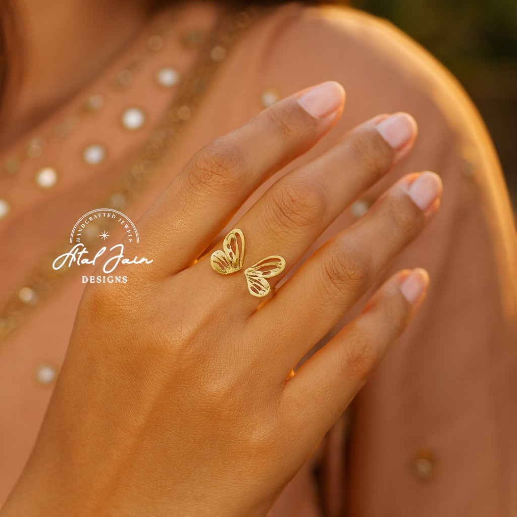 Opulent Wings: The Golden Butterfly Ring