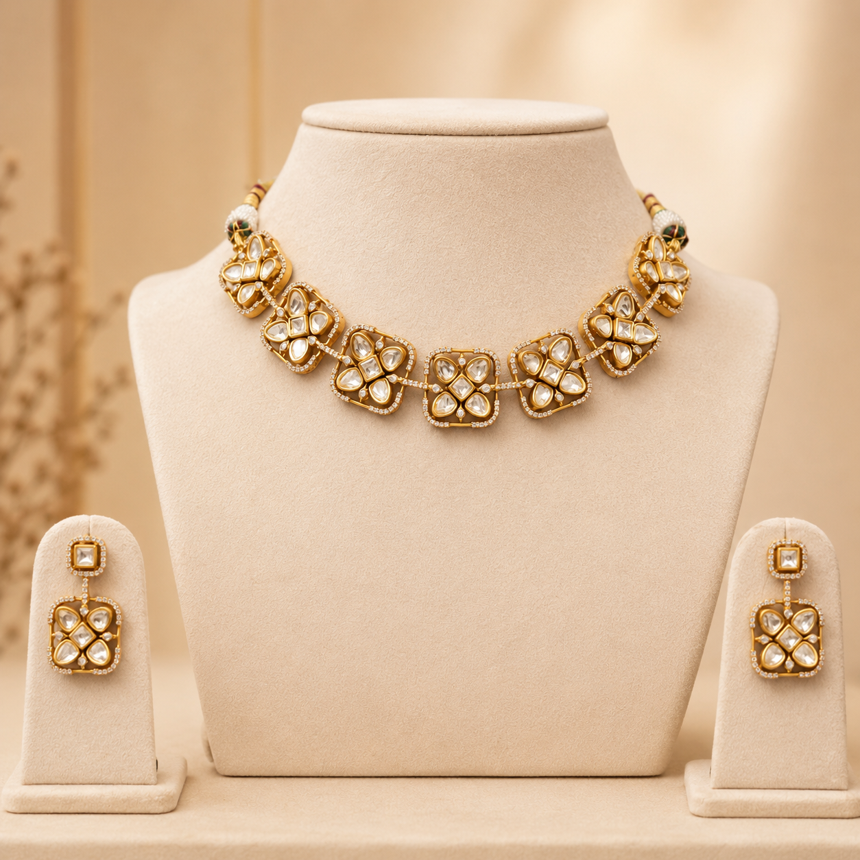 Vayura Bloom Set | Floral Moissanite Choker Necklace & Earrings Set for Women