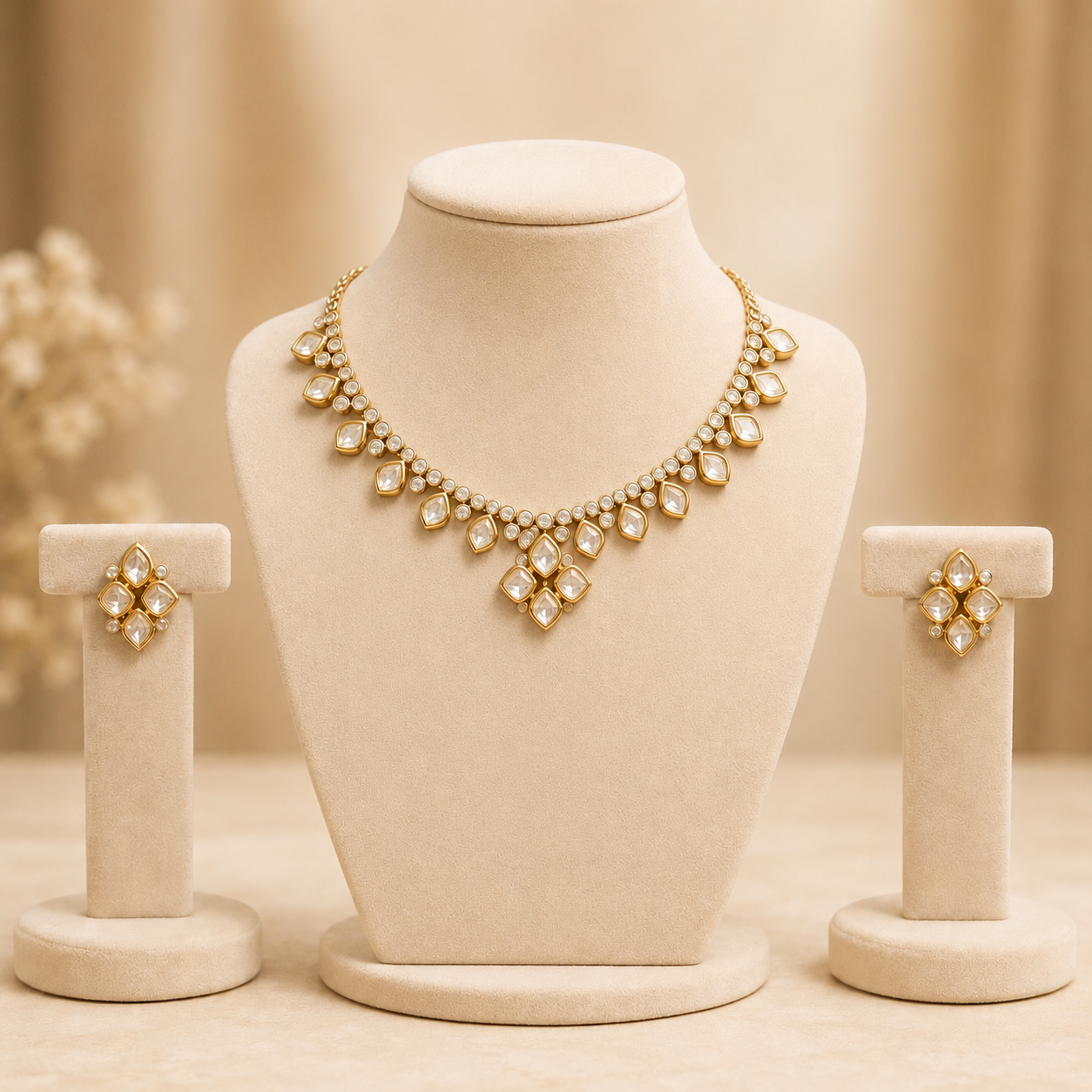 Vihana Glow Set | Moissanite Necklace & Earrings Set for Women | Gold Finish Jewelry