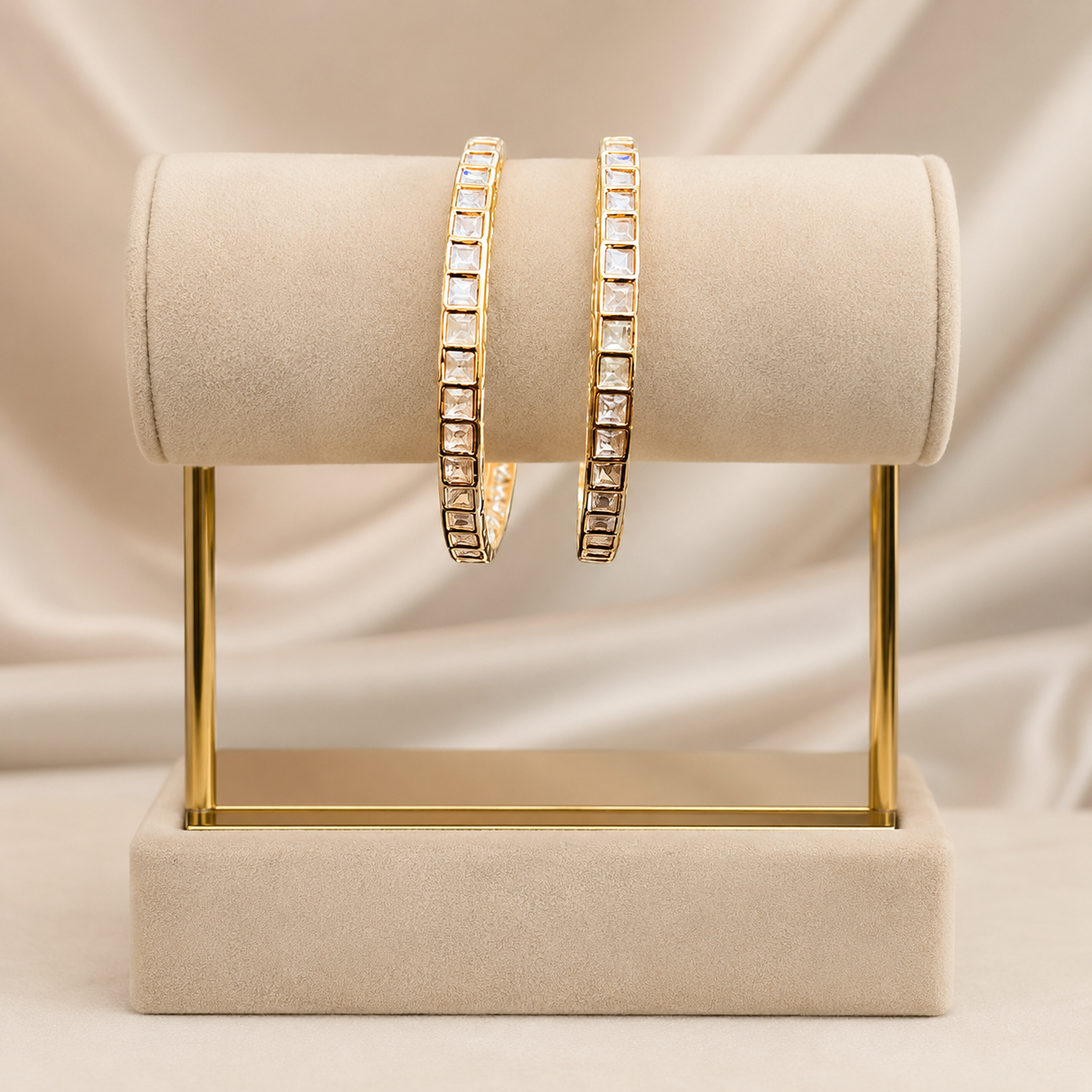 Elite Square Polki Bangles for Women | Gold-Plated Polki Wedding & Party Wear Bangles