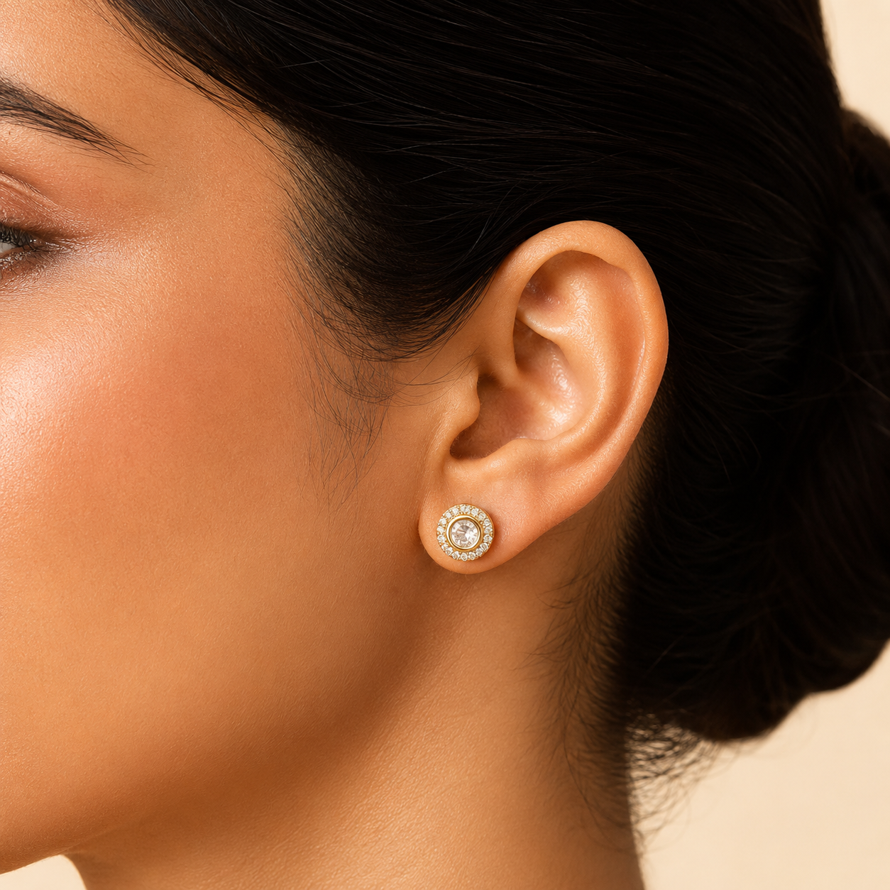 Viora Stud Earrings | Moissanite Polki Everyday Luxury Studs for Women | Atal Jain Designs