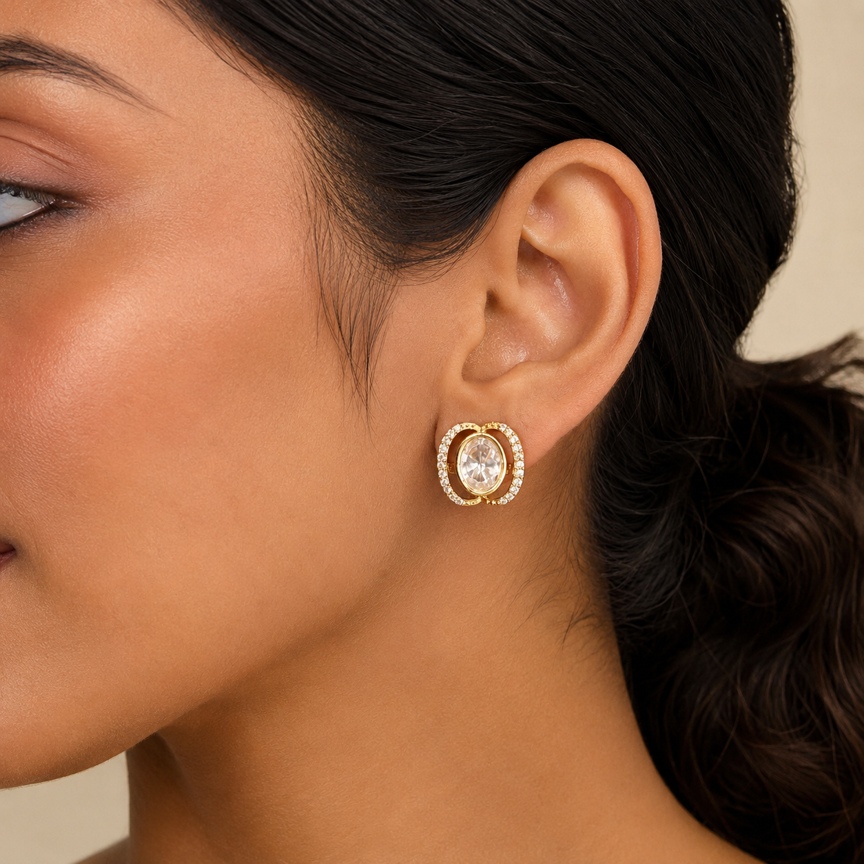 Vihana Everyday Studs | Moissanite Polki Minimal Earrings for Women | Atal Jain Designs