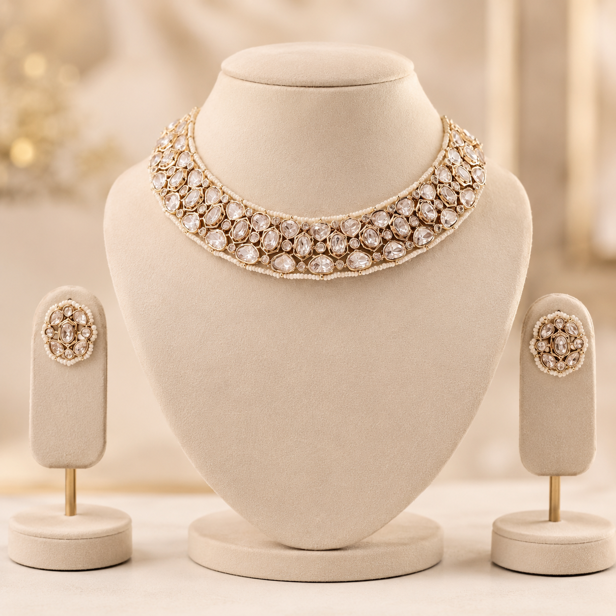 Ruhenza Royal Choker Set – Handcrafted Polki & Pearl Bridal Necklace Set | Atal Jain Designs