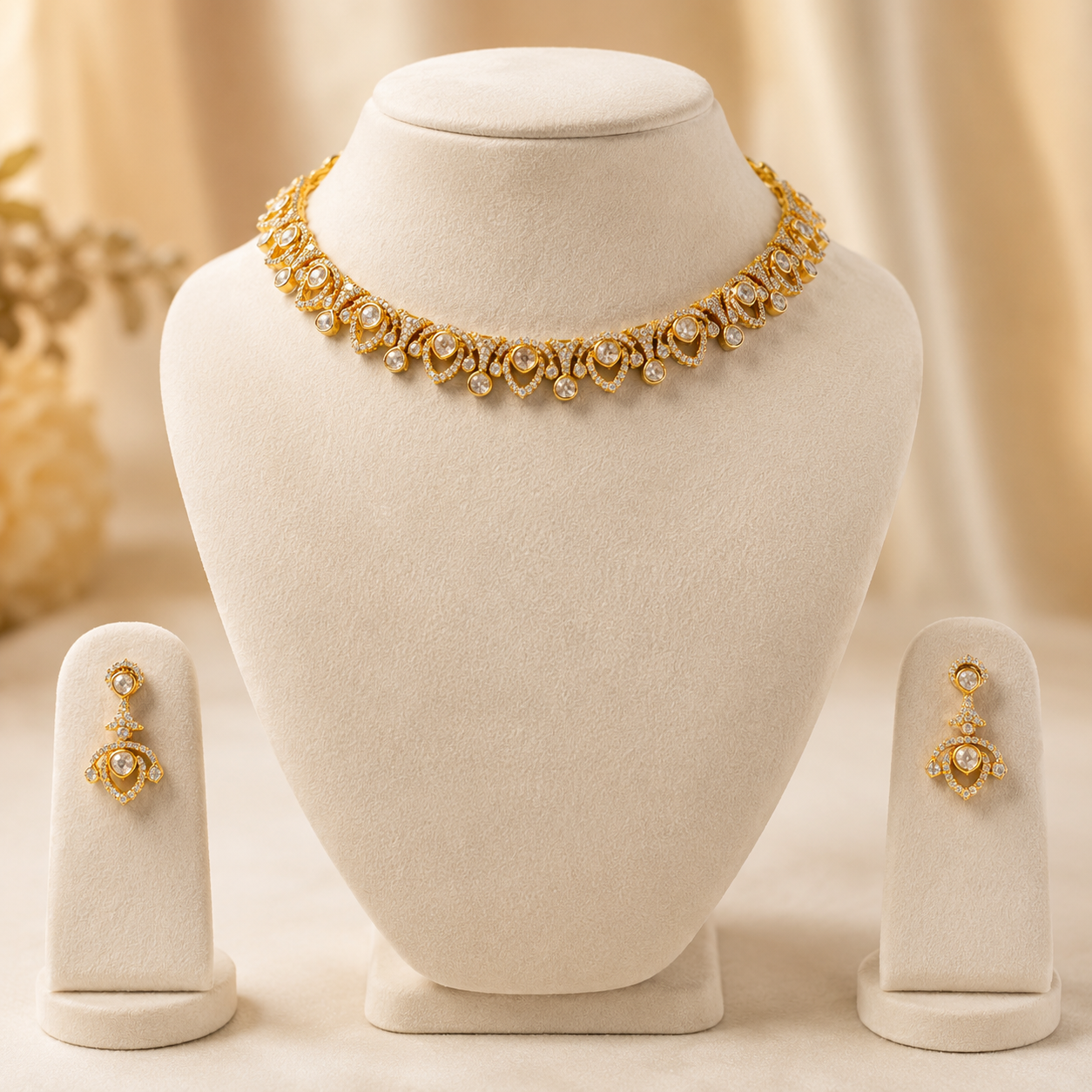 Virelza Heritage Necklace Set – Luxury Polki Necklace & Earrings for Weddings and Festive Wear | Atal Jain Designs