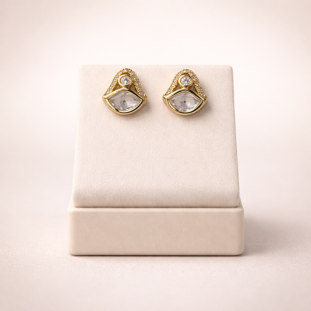 Celeste Polki Stud Earrings | Elegant Gold Polki Halo Studs for Women
