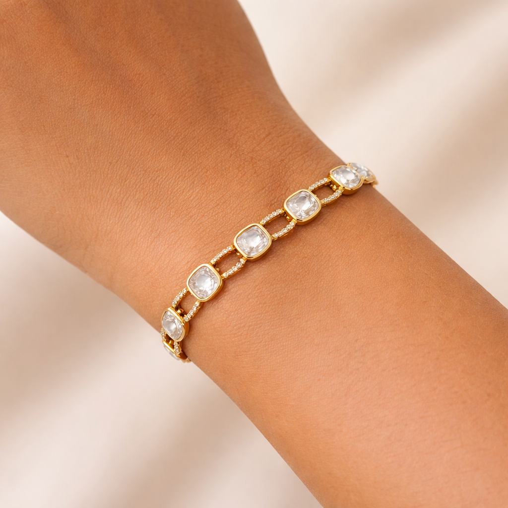 Elysian Polki Bracelet – Luxury Gold Finish Polki Link Bracelet