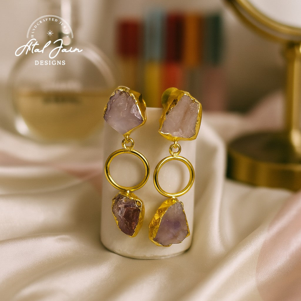 Regal Orchid Stone Earrings