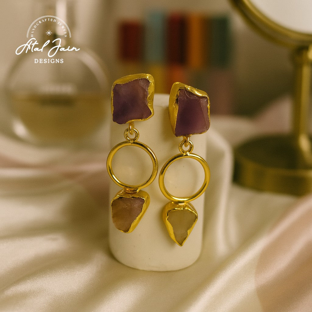 Regal Orchid Stone Earrings