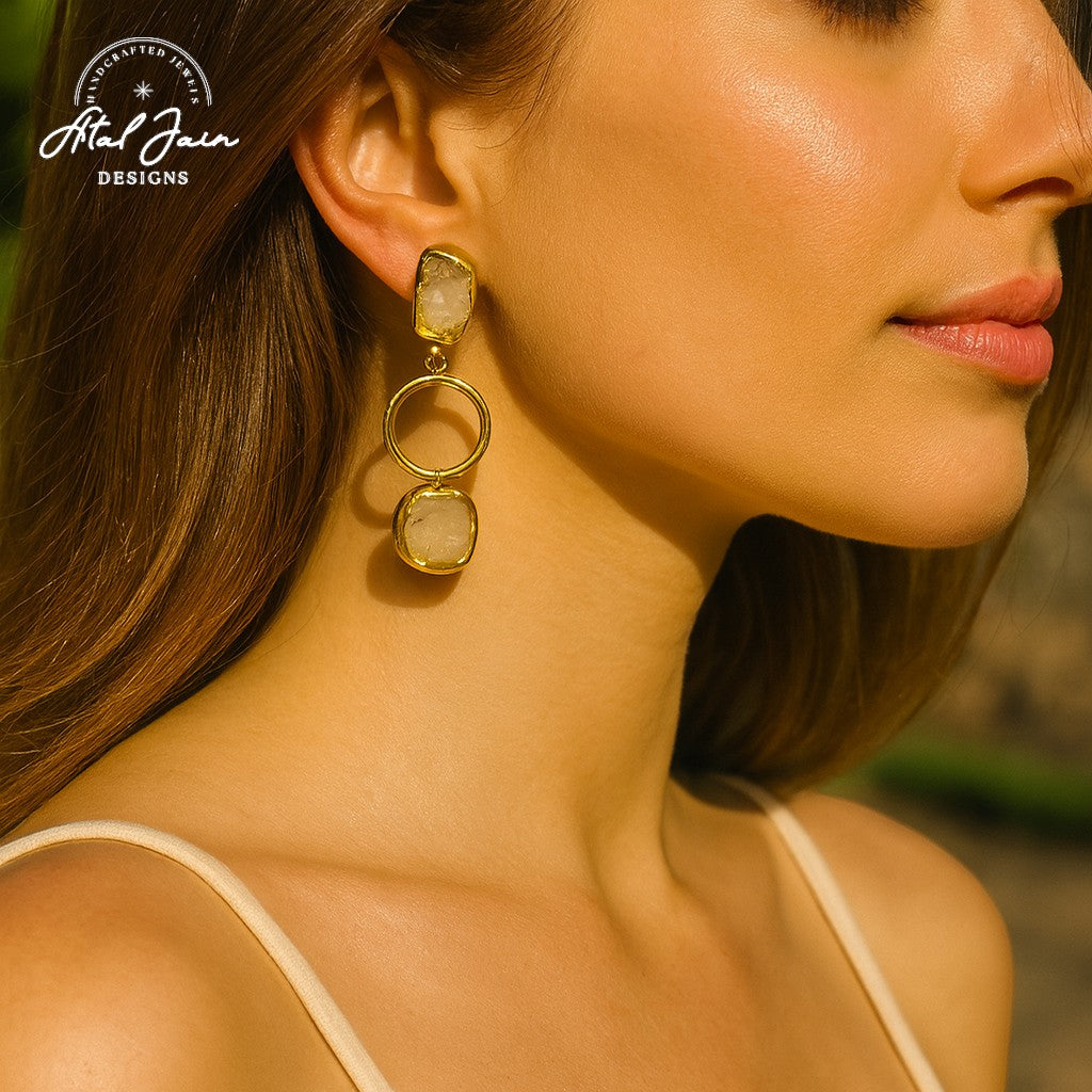 Regal Orchid Stone Earrings