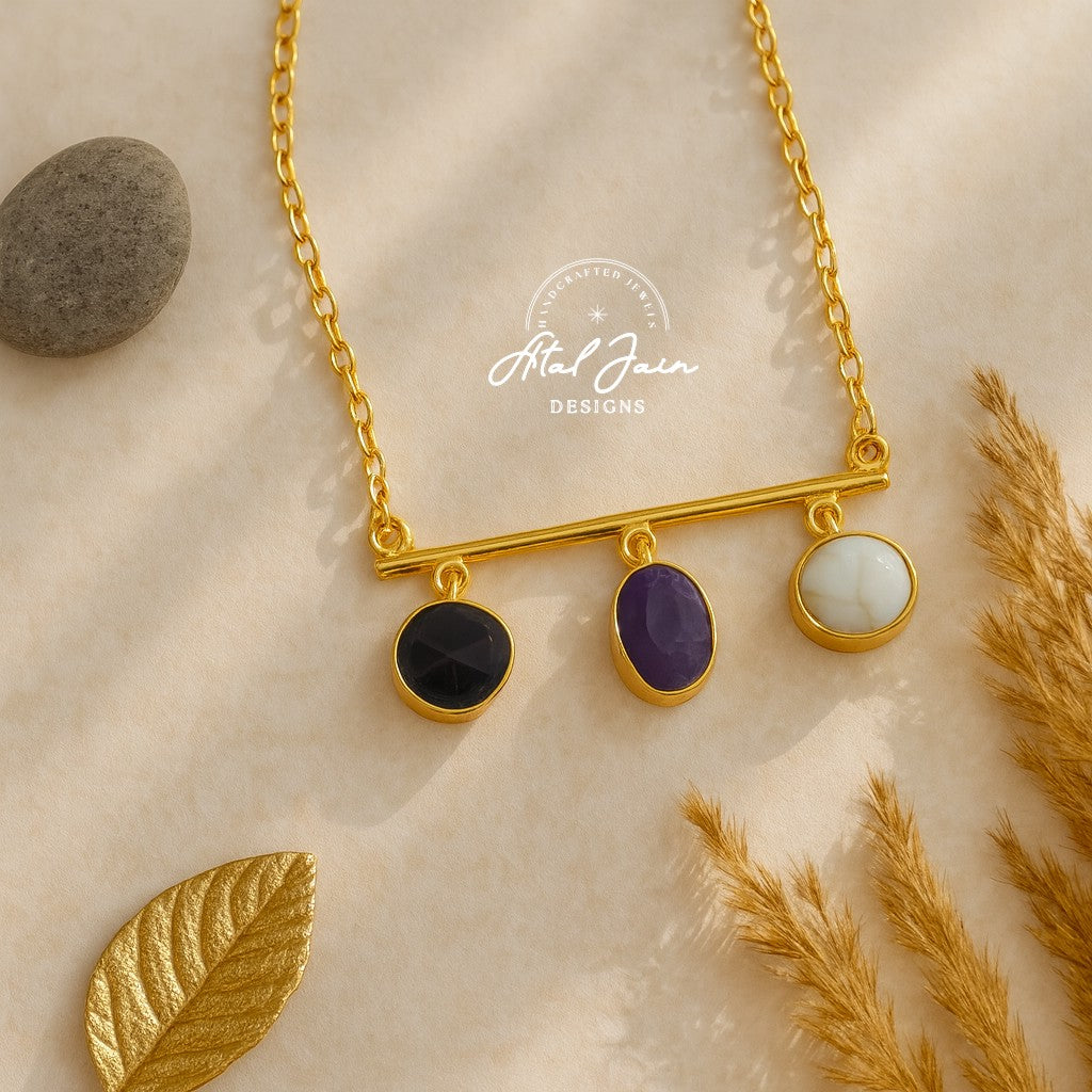 Golden Essence with Stone Trio Pendant