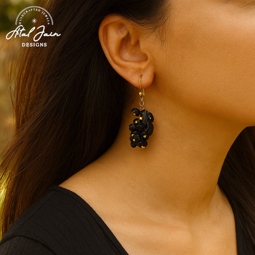 Grapes in Shadow: Elegant Earring Statement
