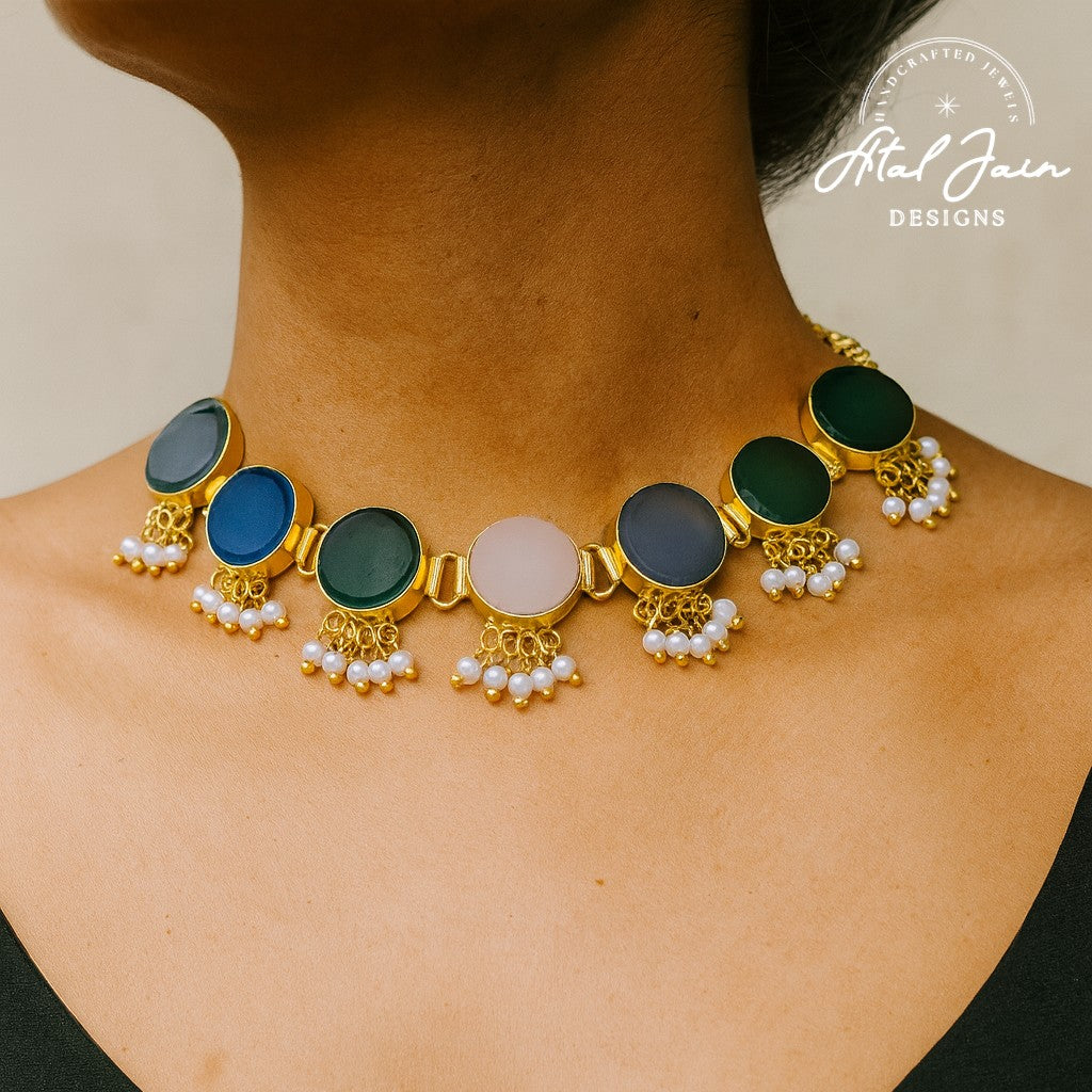 Azure Elegance Choker and Earring Set