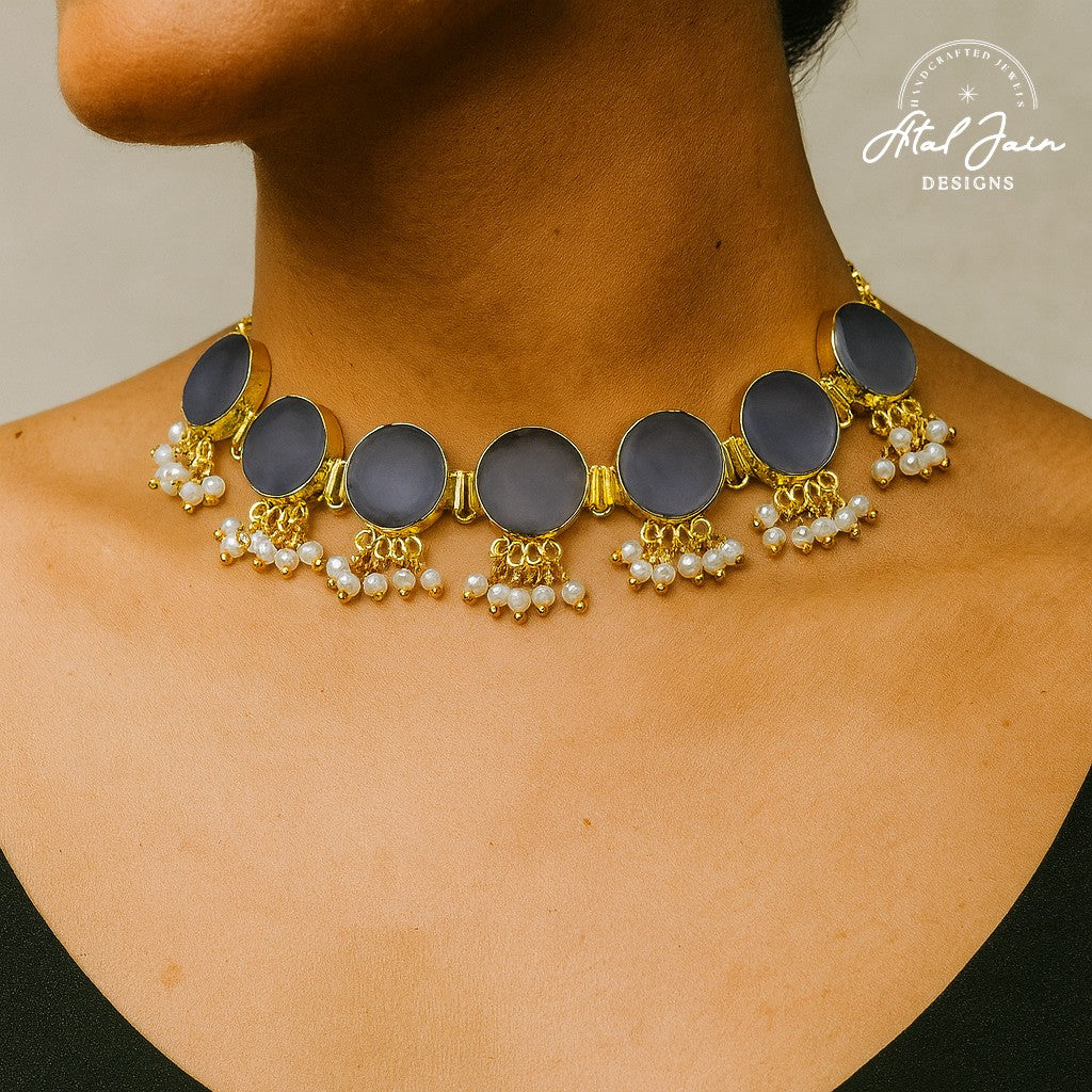 Azure Elegance Choker and Earring Set