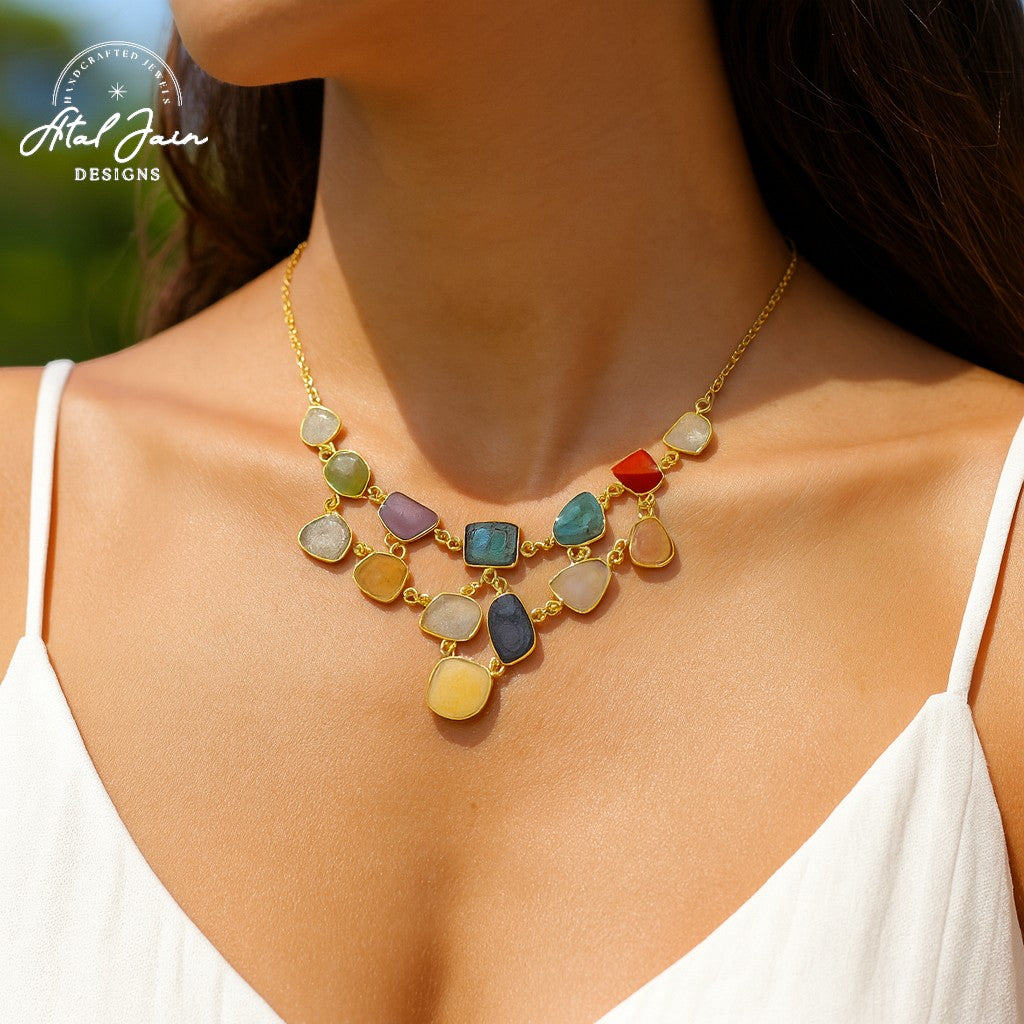 Ethereal Symphony: Vibrant Stone Necklace