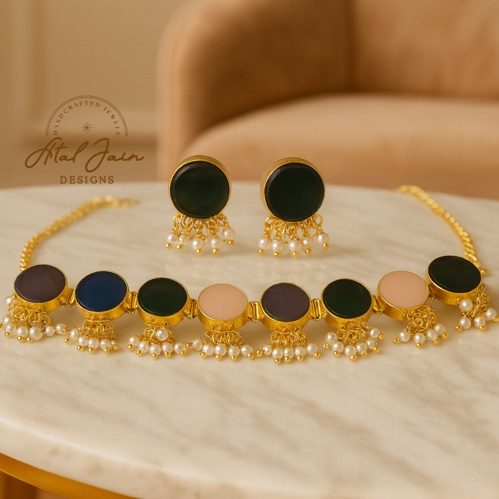 Azure Elegance Choker and Earring Set