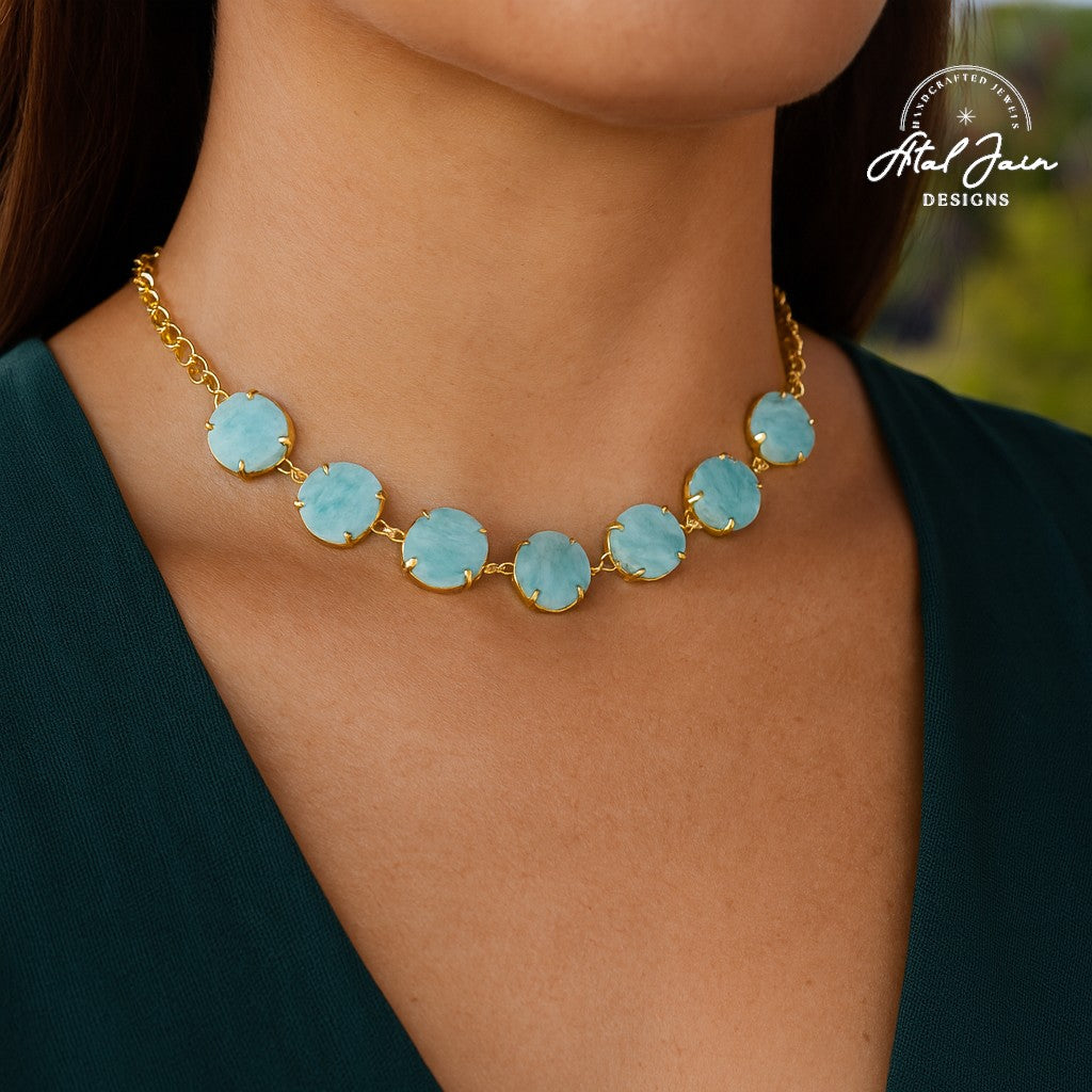 Ocean Whisper: Exquisite Aqua Green Jewelry Set