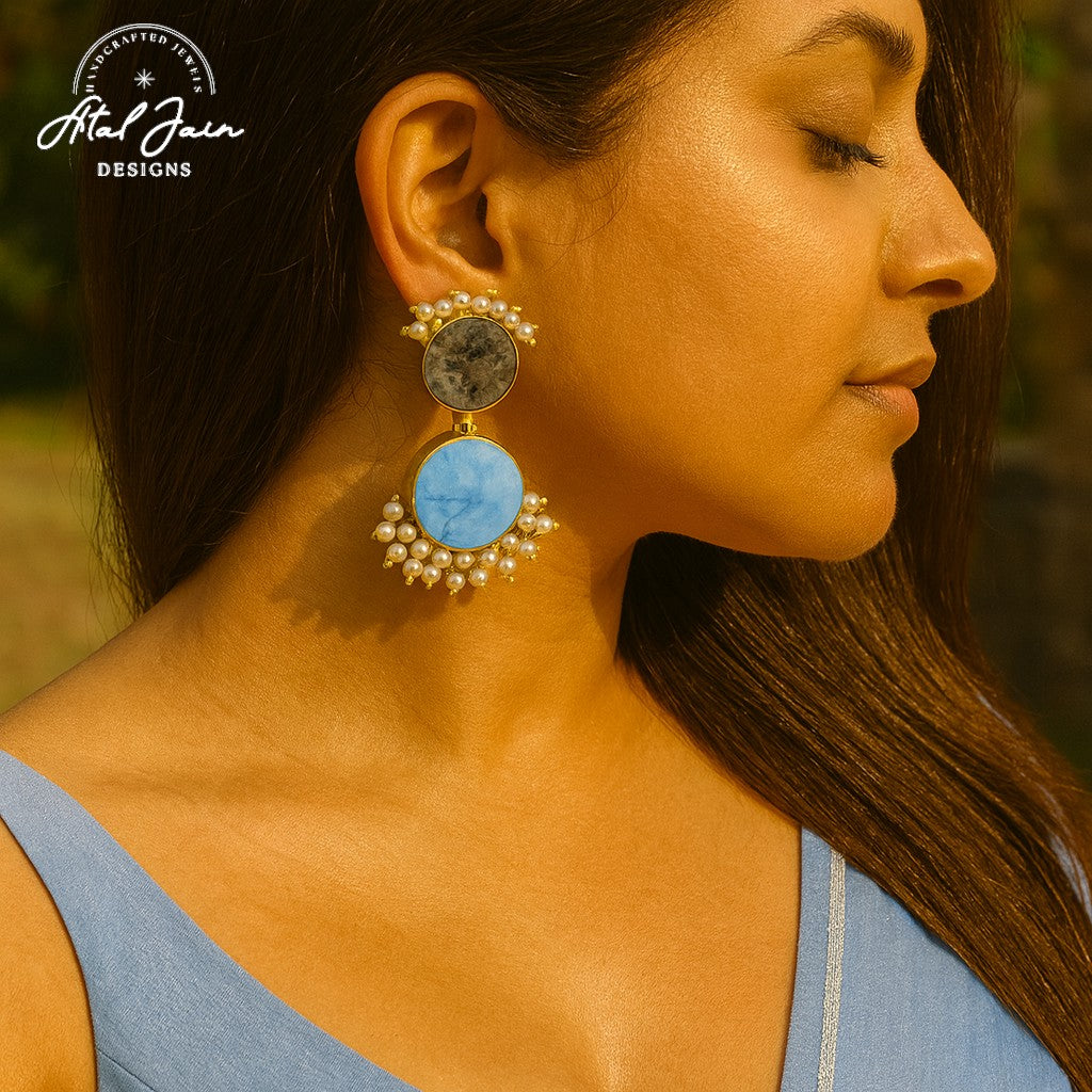 Timeless Grace: Stone and Pearl Earrings