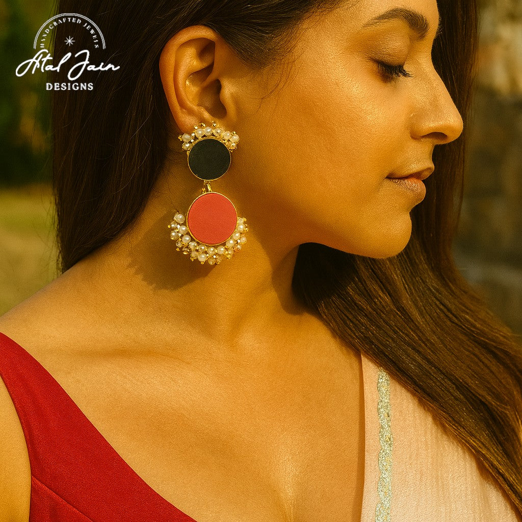 Timeless Grace: Stone and Pearl Earrings