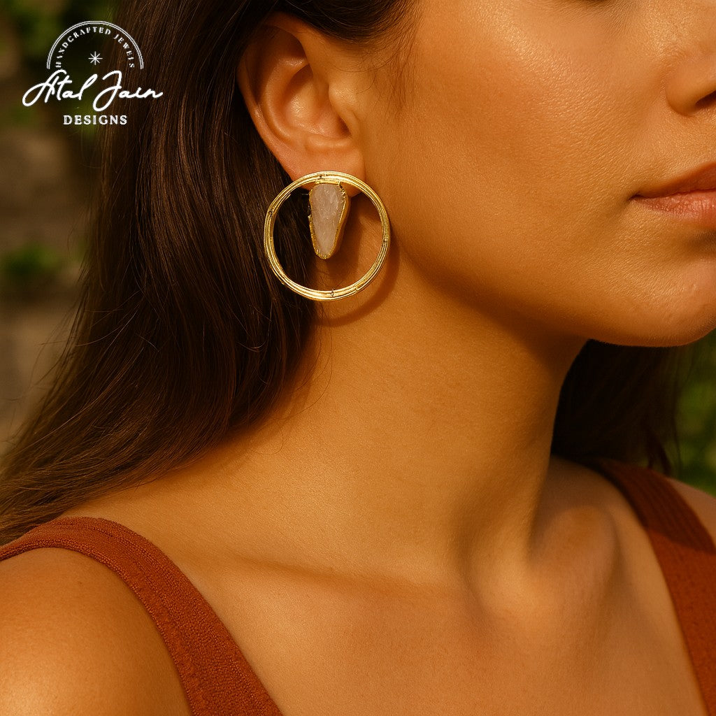 Golden Aura: Raw Amethyst Earrings