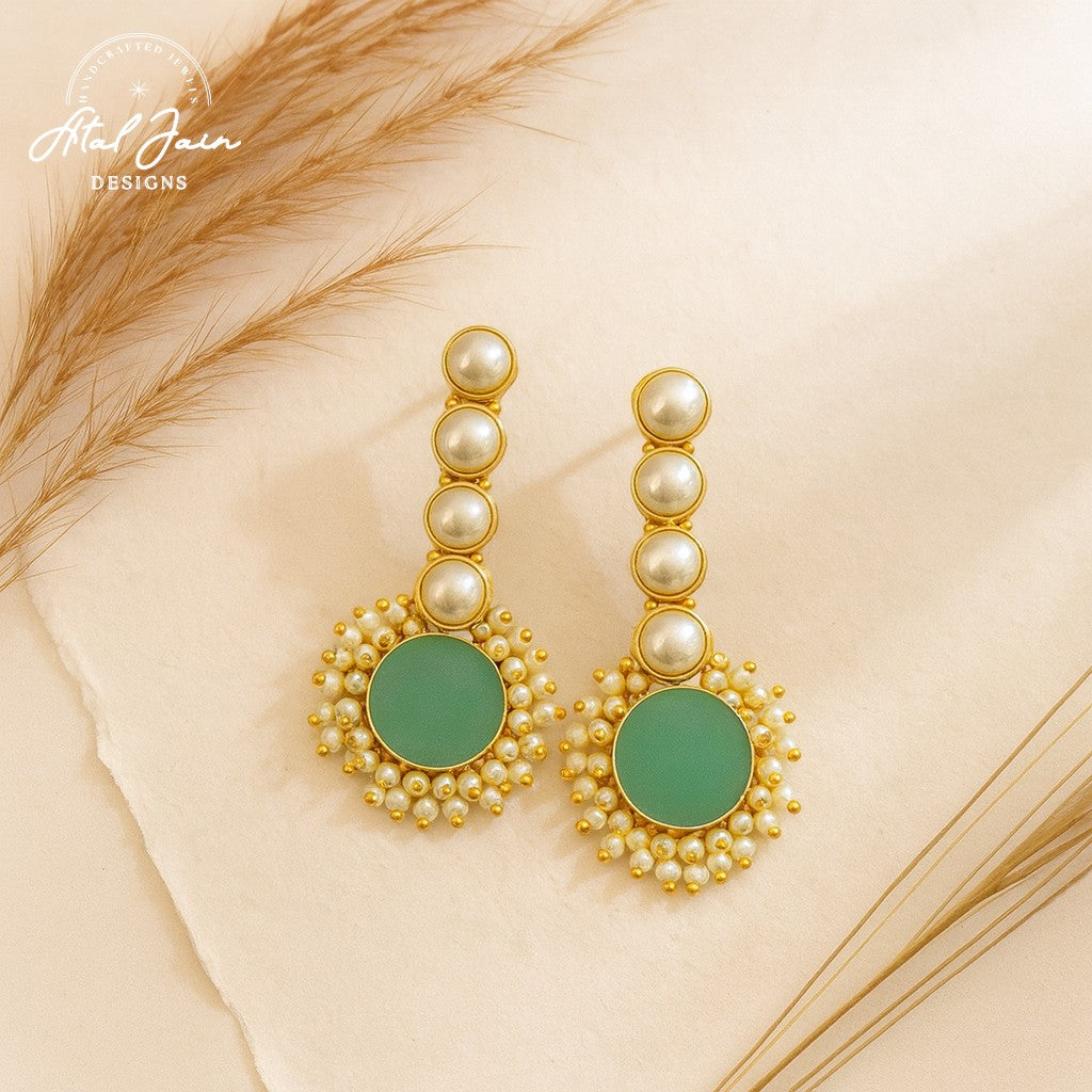 Lavish Gemstone & Pearl Earrings