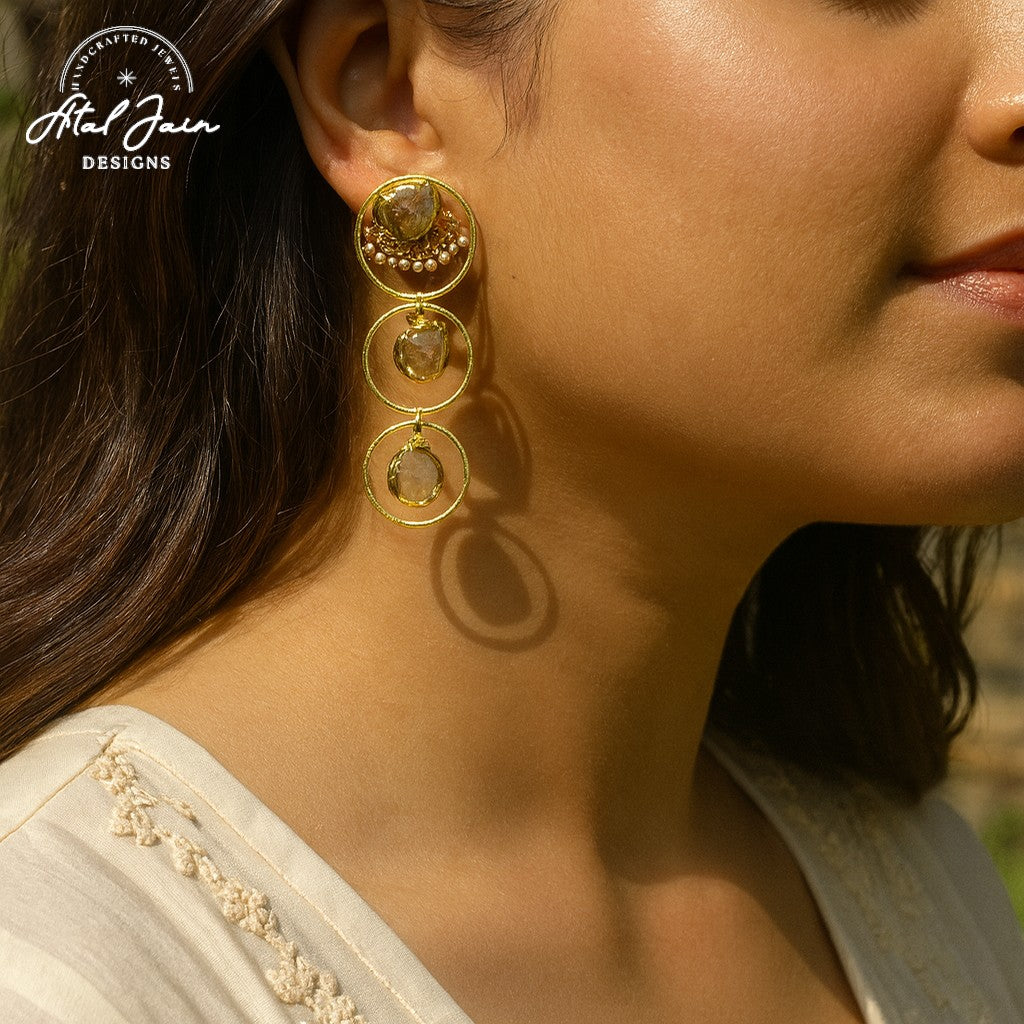Majestic Pearl & Stone Earrings