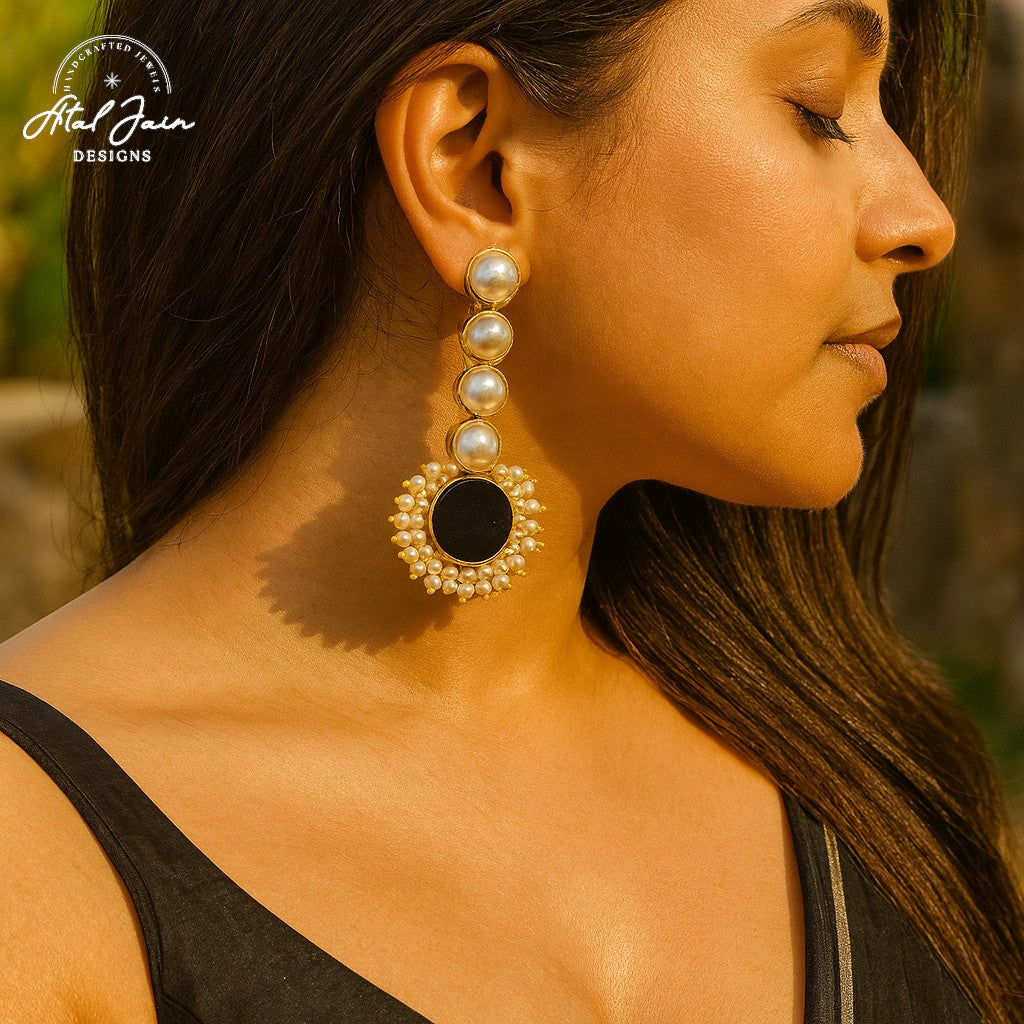 Lavish Gemstone & Pearl Earrings