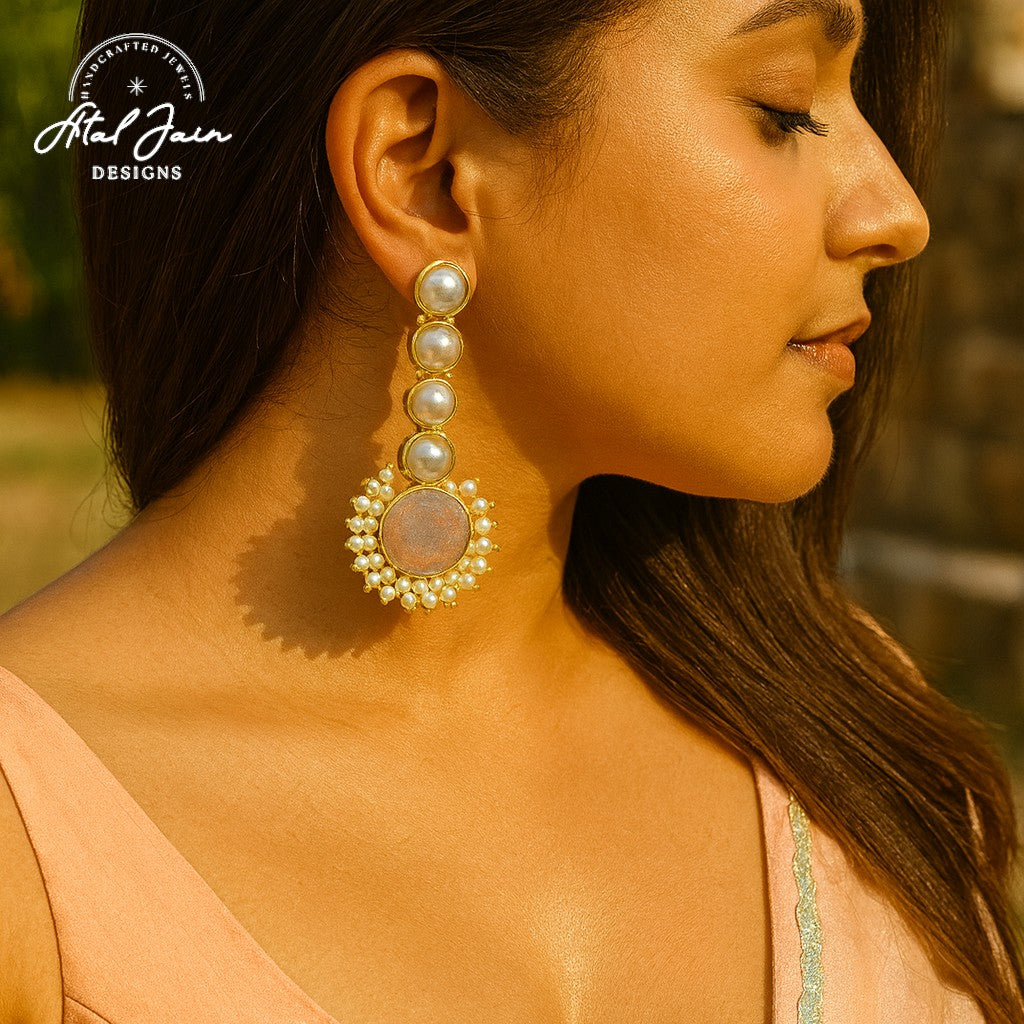 Lavish Gemstone & Pearl Earrings