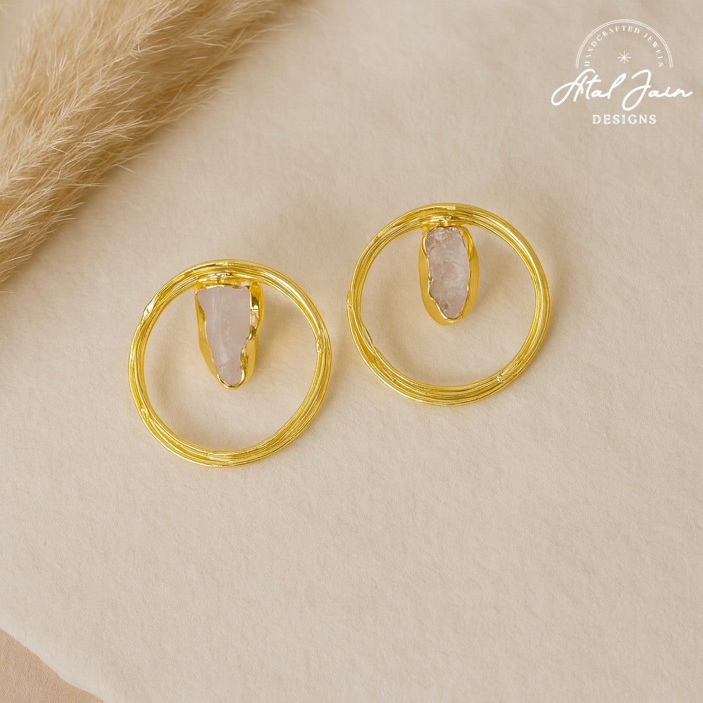 Golden Aura: Raw Amethyst Earrings