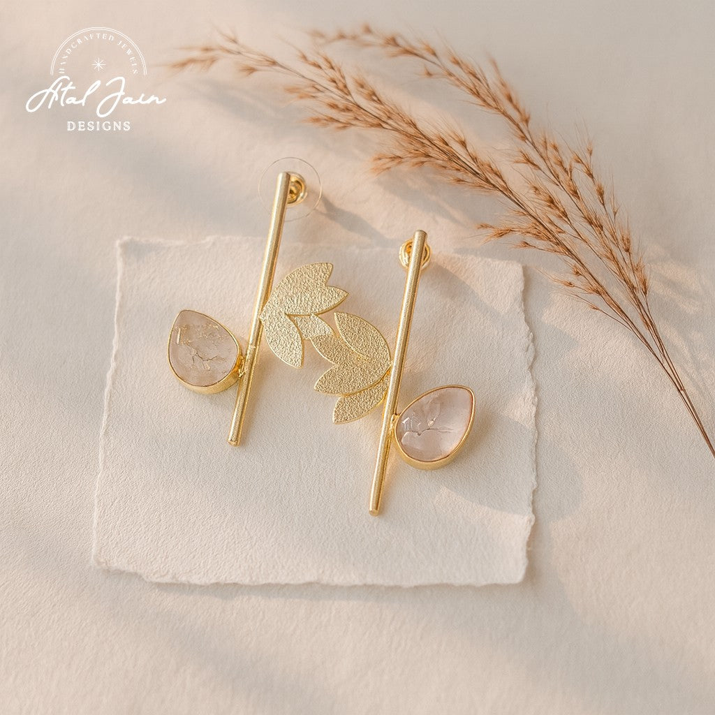 Serene Splendor: Gold Leaf Earrings