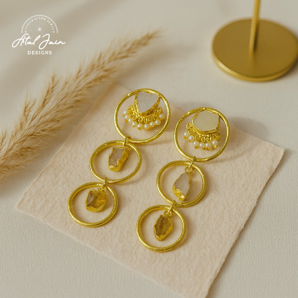 Majestic Pearl & Stone Earrings