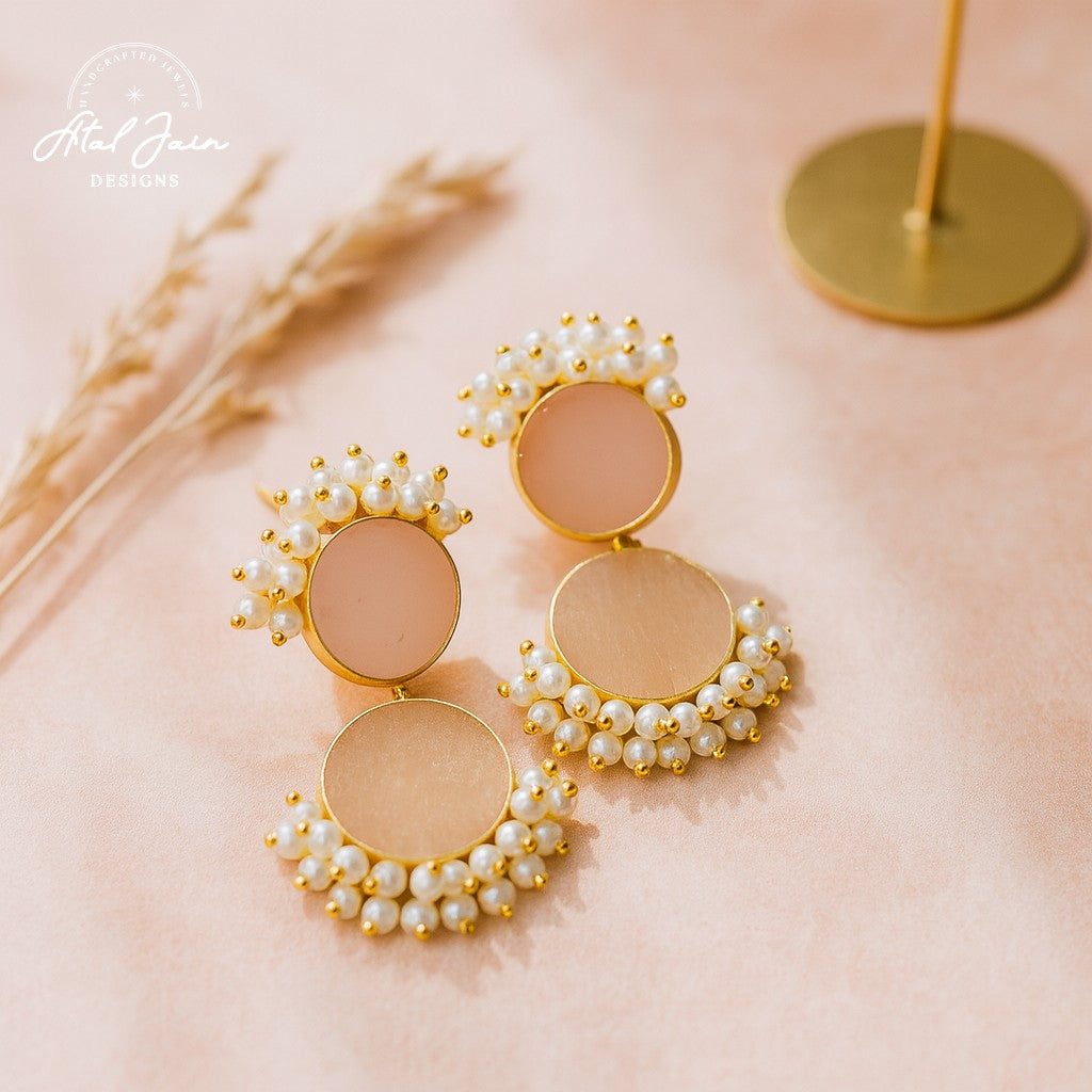 Timeless Grace: Stone and Pearl Earrings