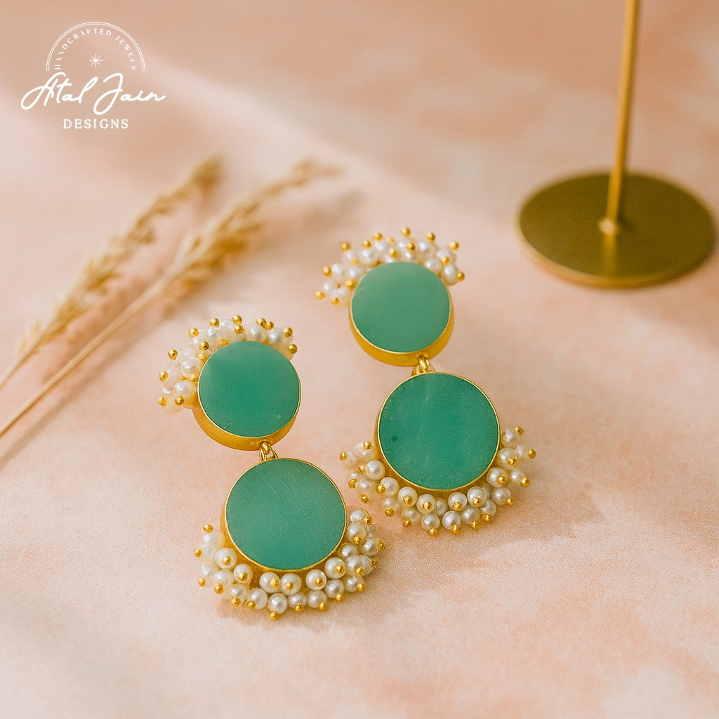 Timeless Grace: Stone and Pearl Earrings