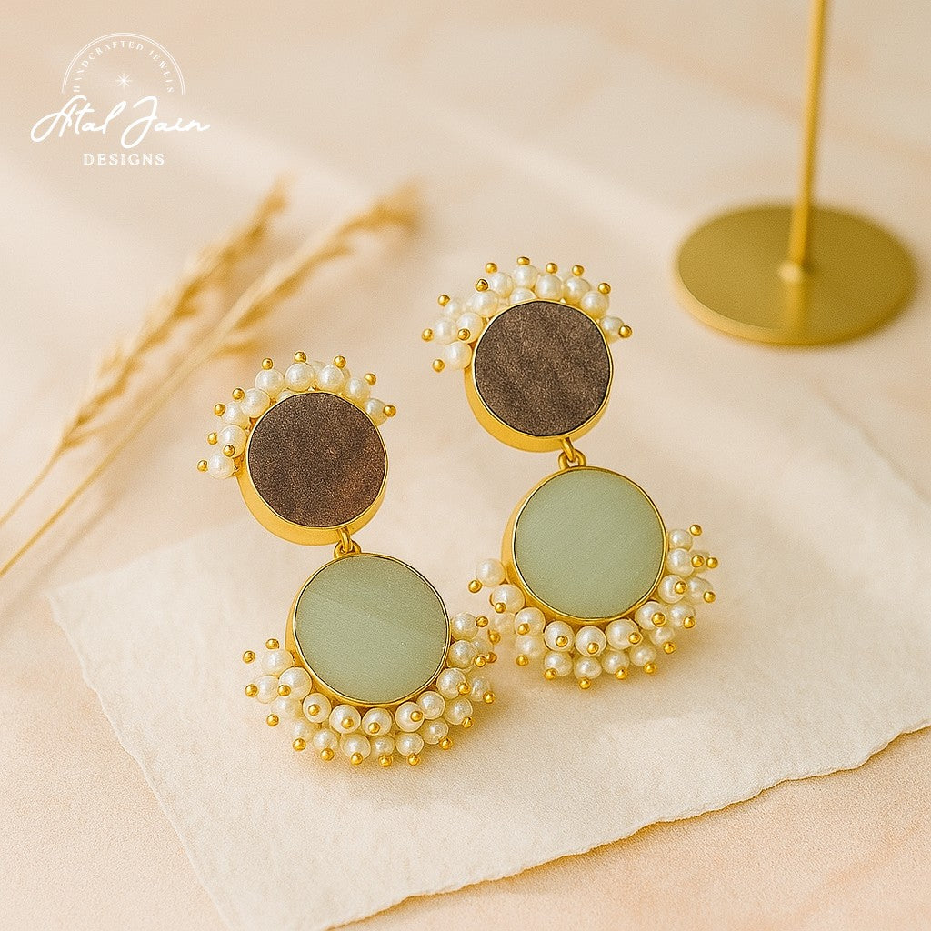 Timeless Grace: Stone and Pearl Earrings
