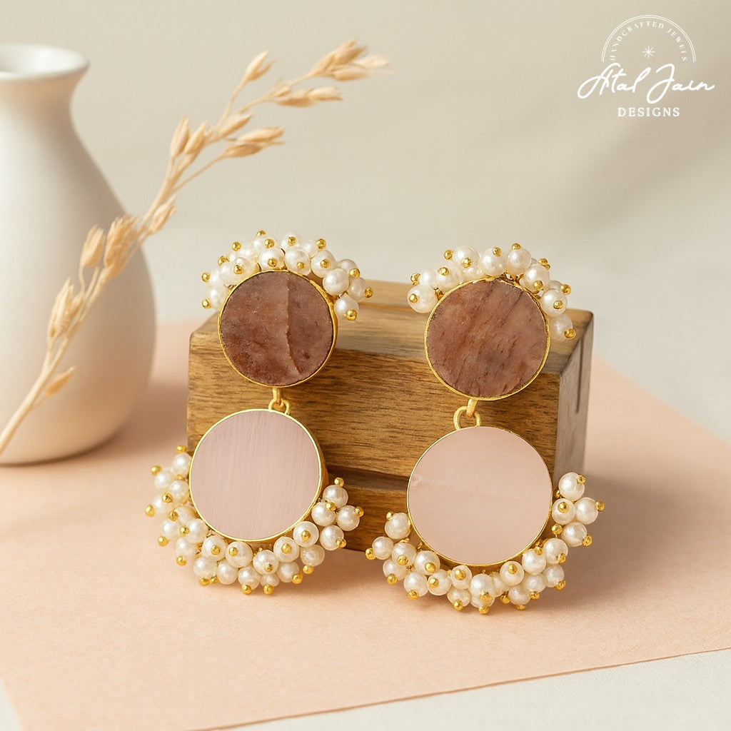 Timeless Grace: Stone and Pearl Earrings
