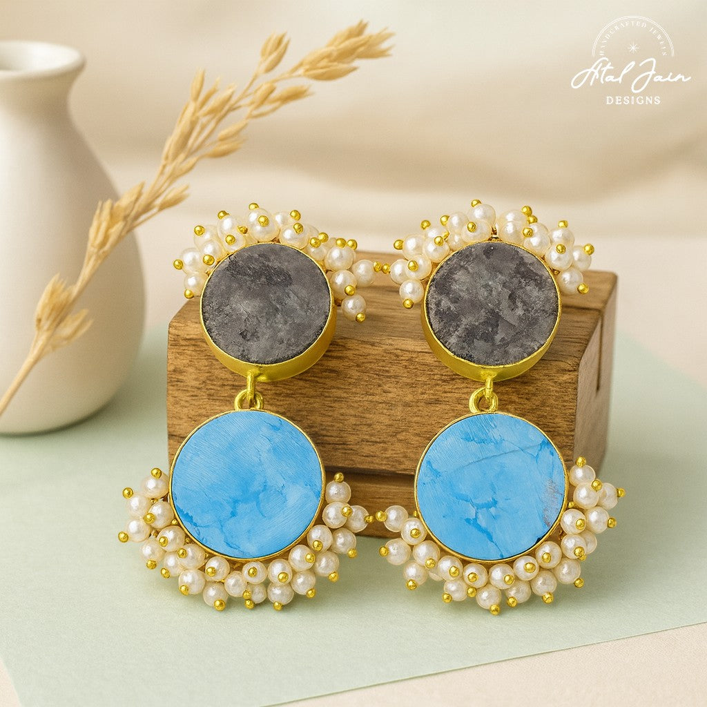 Timeless Grace: Stone and Pearl Earrings
