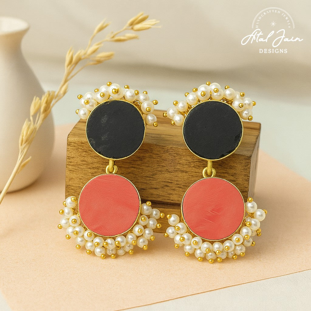 Timeless Grace: Stone and Pearl Earrings