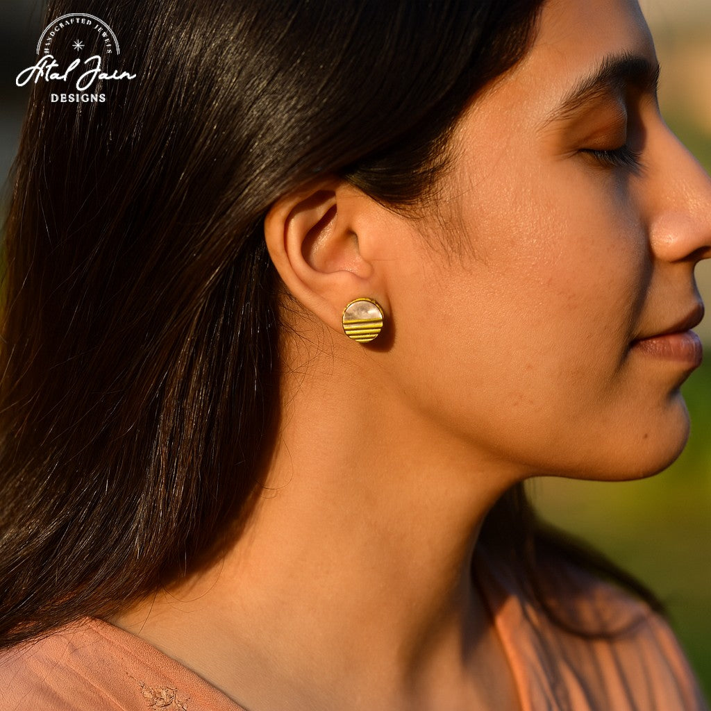 Golden Stripes Elegance Earrings