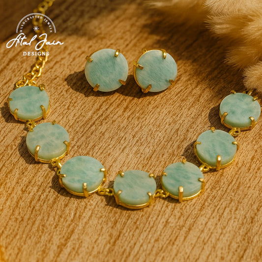 Ocean Whisper: Exquisite Aqua Green Jewelry Set