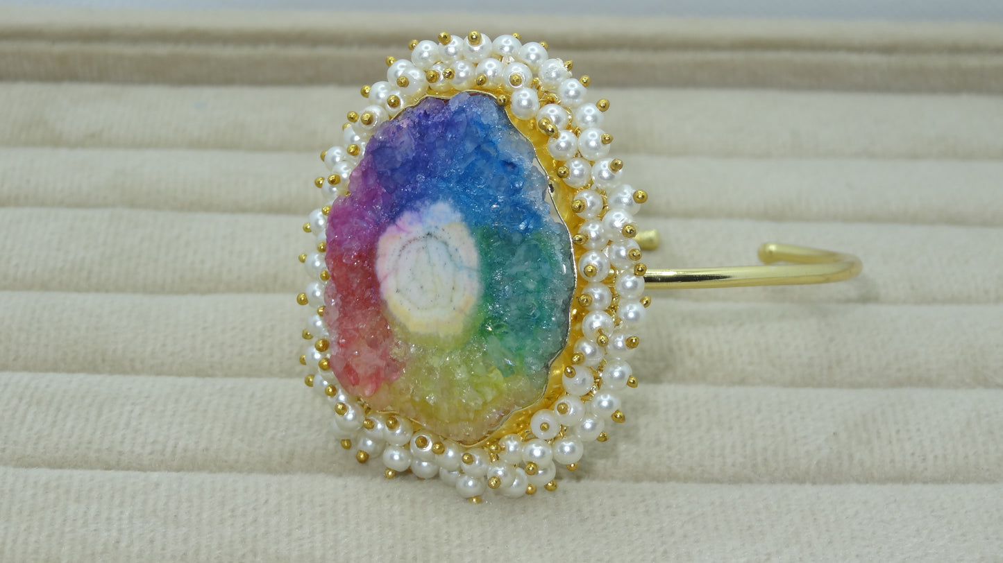 Regal Rainbow Pearl Bracelet