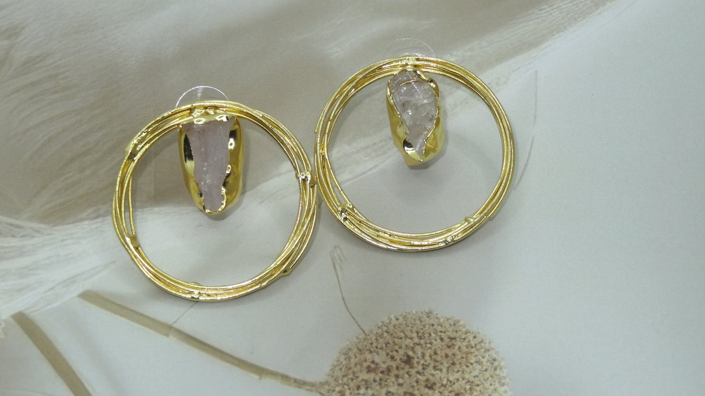 Golden Aura: Raw Amethyst Earrings